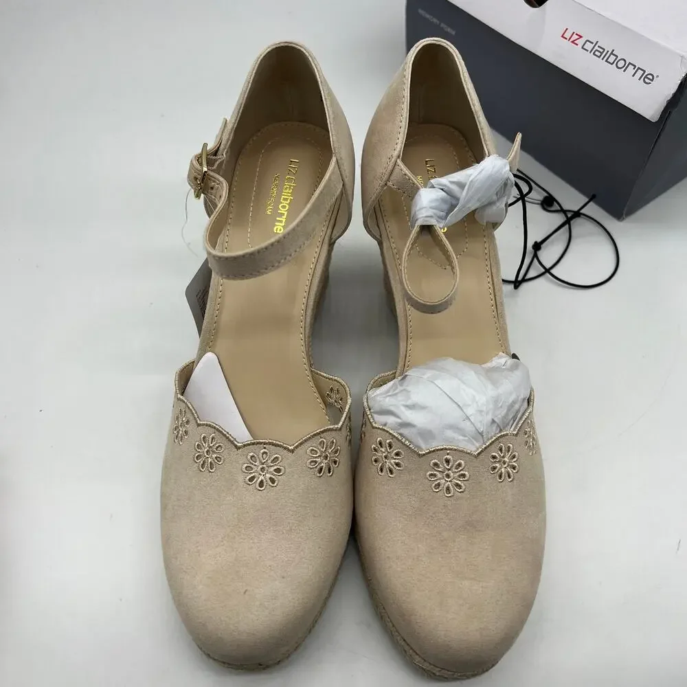 Liz Claiborne Morgan Women's Wedge Heels Cream Sand Size 9.5M
